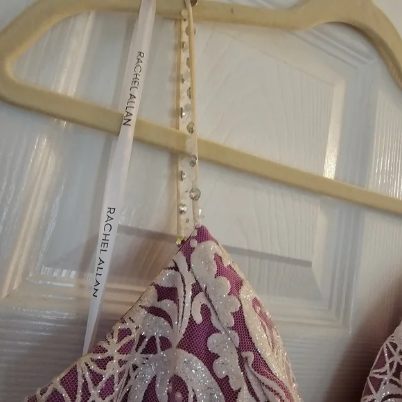 Stunning RACHEL ALLAN Purple and off white PROM Gown - Picture 4 of 12